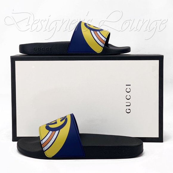 SOLD! NEW GUCCI Interlocking GG Logo Rainbow Slides 9 G / US 9.5 Flip Flops - Picture 5 of 13
